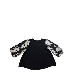 Chico’s Black/White Balloon 3/4 Sleeve XXL/4  Casual Top